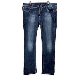 Vigold Skinny Jeans Dark Wash Contrast‎ Stitch Flap Pocket Blue Size 17